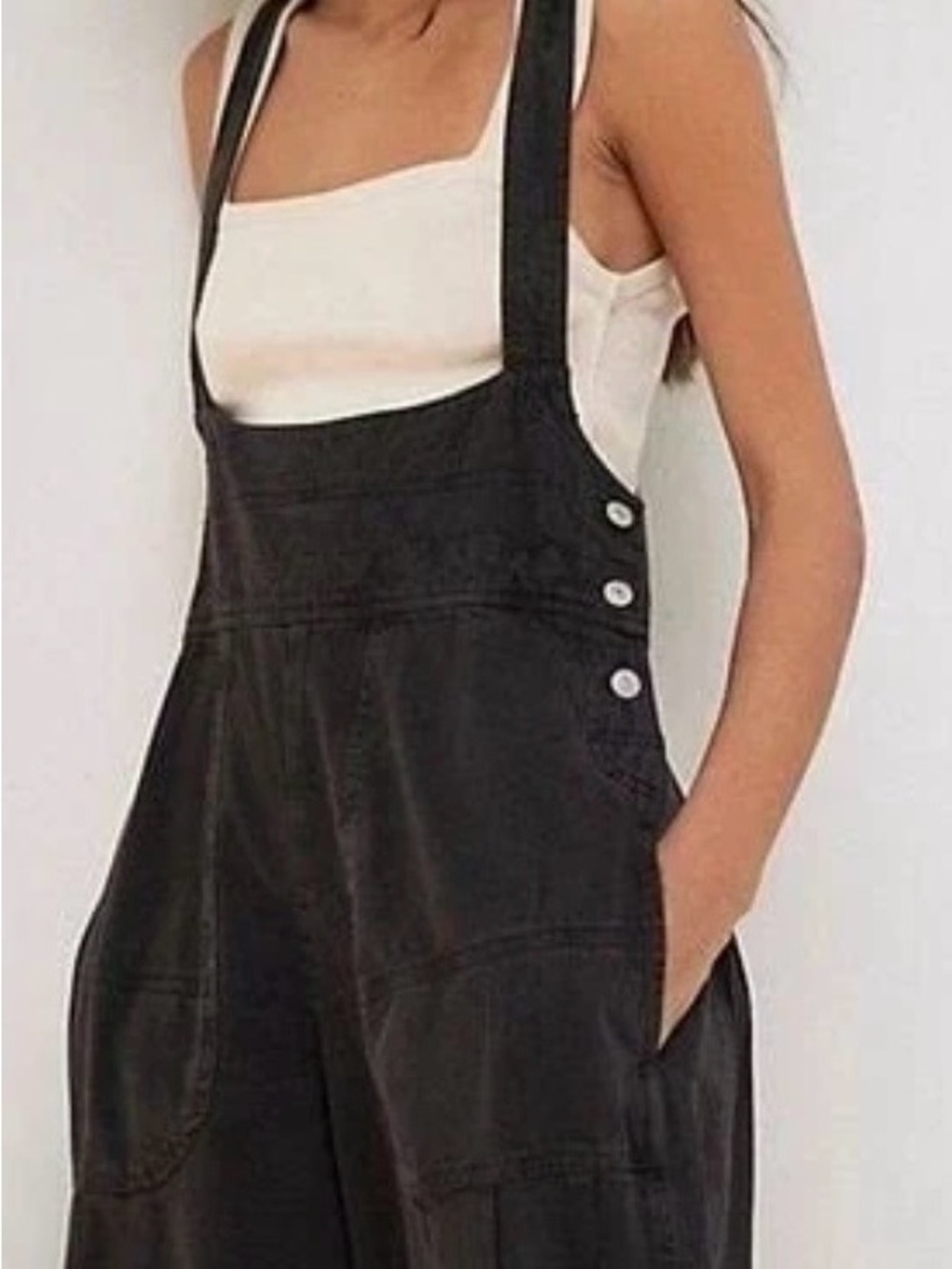 We The Free Black Wide-Leg Denim Overalls, The Felix size large